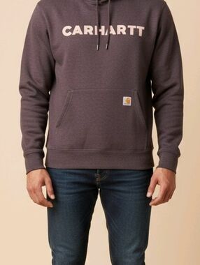 Carhartt Pullover Hoodie in Plum with Contrast Logo